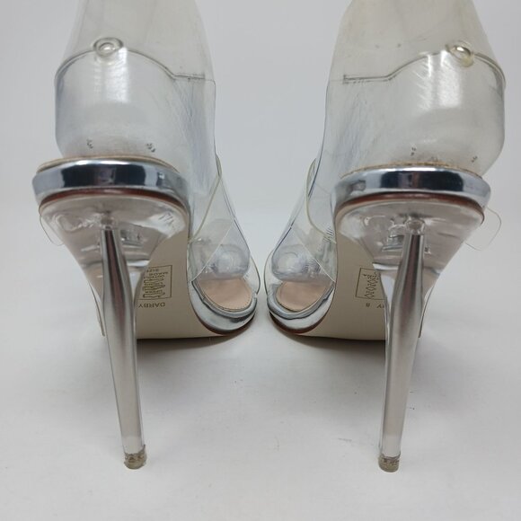 Azalea Wang DARBY Clear Pointed Toe Heels With Rhinestone Buckles Size 8 - Picture 4 of 14